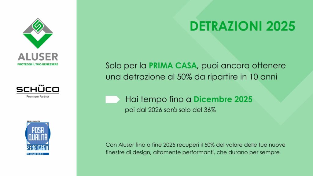 detrazioni fiscali infissi 2025 aluser schueco milano premium partner